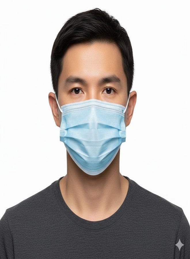 7Shield Face Mask | Disposable Safety Masks for Women & Men | ISO CE GMP SITRA Certified Soft Fabric Spandex Earloop strings, Comfortable & Secure Face Masks (Blue-100) - Image 2